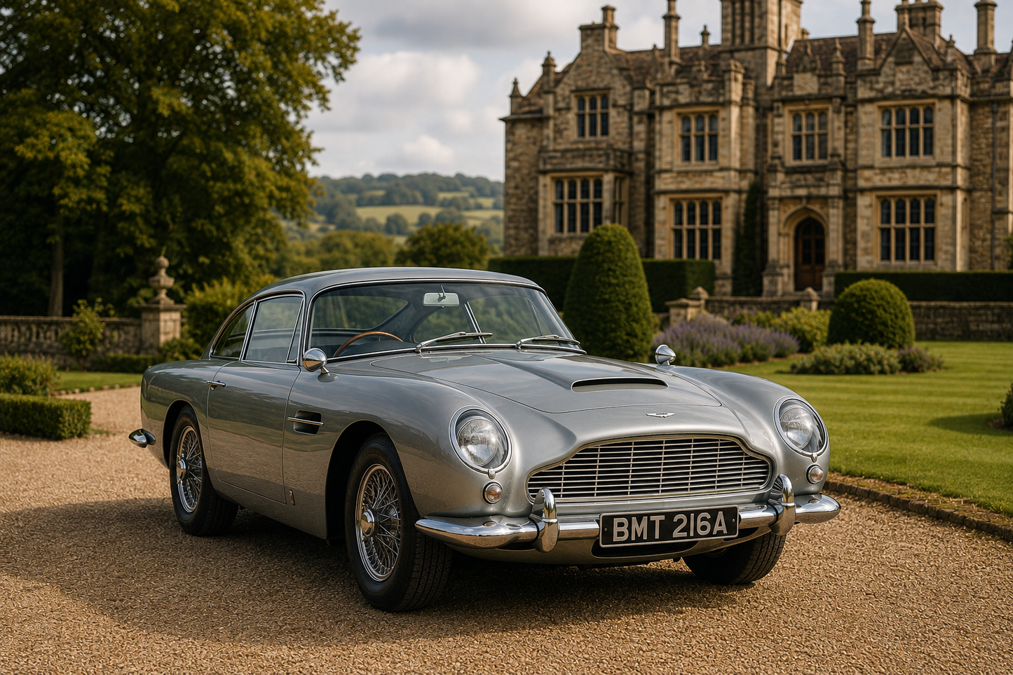 Expert inspecting classic car bodywork condition for UK valuation — condition assessment covers paintwork, panels, underside and interior